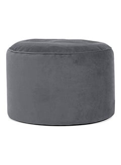 Buy Velvet Round Bean Bag Pouffe Grey 55x55x35cm in Saudi Arabia