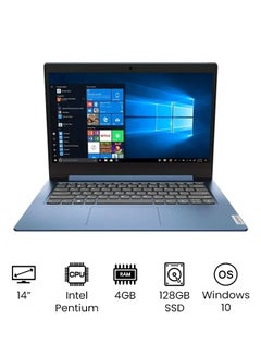 Buy IdeaPad 1 Laptop With 14-Inch HD Display, Pentium Processor/4GB RAM/128GB SSD/Intel UHD Graphics/Windows 10 /International Version English Ice Blue in UAE