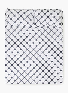 اشتري Fitted Bedsheet Set Queen Size Microfiber Light Weight Extra Soft Feel Everyday Use 90 GSM 1 Bed Sheet And 2 Pillow Cases White/Grey Color Polyester White/Grey في السعودية