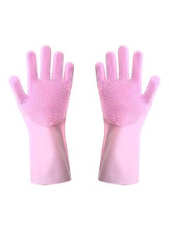 اشتري Silicon Pair Of Gloves Wearing Comfortable For Kitchen Pink في مصر