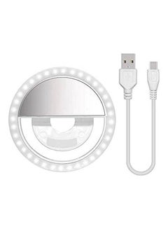Buy Portable Selfie Led Ring Flash Light 3-Level Brightness Pearl White Led Natural Night Clip For Mobile Phone Pc Tablet White in Saudi Arabia
