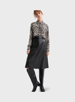 Buy High Waist Belt Detail Skirt Black in UAE