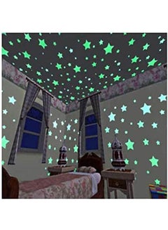 Buy 100Pcs 3D Stars Glow In Dark Luminous Fluorescent Plastic Wall Sticker Home Decor Decal Wallpaper Decorative Special Festivel-S Multicolour 3*3cm in Egypt