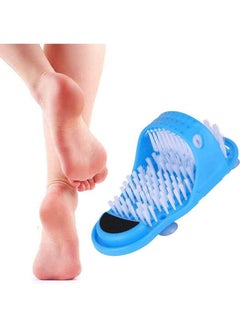 Buy Foot Scrubber 1 Piece Magic Shower Foot Massager Cleaner Slippers Brush Blue in Saudi Arabia