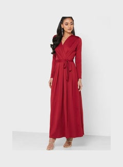 Buy Pleated Dress Red in Saudi Arabia