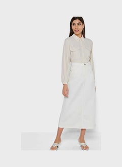 Buy High Waist Denim Skirt White in Saudi Arabia