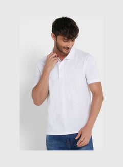 Buy Solid Polo T Shirt White in UAE