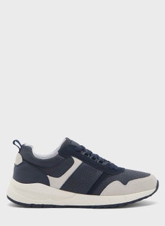 Buy Faux Nubuck And Suede Smart Sneakers Navy in UAE