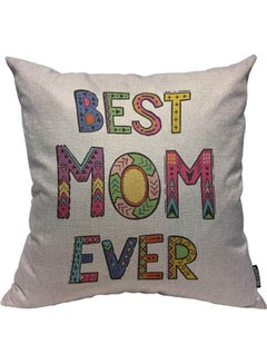 Buy Throw Pillow Cover Mother'S Day Greeting Card Best Mom Ever Cotton Multicolour 40x40cm in Egypt