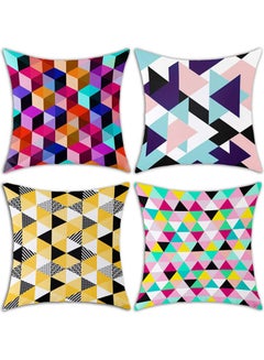 Buy Art Set Of 4 High Grade Cotton Linen Decorative Throw Pillow cover  Square Pillow covercase  Cushion Cover Case Sofa Bedroom Velvet Multicolour 40x40cm in Egypt