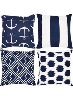 Buy Decorative Nautical Anchors Throw Pillow Covers cotton Multicolour 40x40cm in Egypt