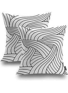 اشتري Fashion Retro Decorative Pillow  Set Of 2, Art Deco Pattern  Cushion Cover Polyester White 40x40cm بوليستر أبيض 40x40سم في مصر