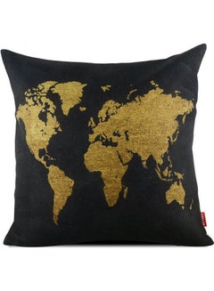 Buy Weathe Look World Map Pillow cover  Farmhouse Geography Theme Decorative Throw Pillow covercase Square  Cushion Cover Case For Home Sofa Couch Decoration Cotton   Cotton cotton Black 40x40cm in Egypt