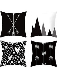 Buy Throw Pillow Covers Super Soft Velvet Modern Geometric Pillowcase Set Of 4 polyester Multicolour 40x40cm in Egypt