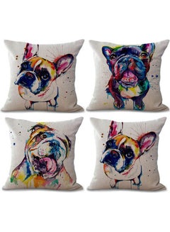 Buy Lucksver Throw Pillow Covers Set Of 4 Cute Pet cotton Multicolour 40x40cm in Egypt