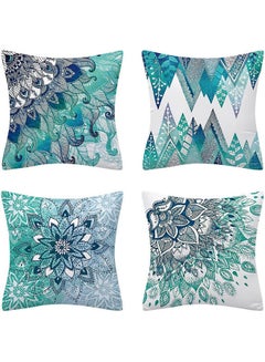 Buy Set Of 4 Mandala Cushion Covers Velvet Bohemian Floral Decorative Throw Pillow Covers Pillow Cases Boho Pattern Square Pillowcase For Sofa Couch Bed Chair Outdoor Bench Cushions Polyester Multicolour 45x45cm in Egypt