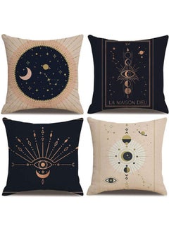 Buy Set Of 4 Mysterious Divination Printing Throw Pillow Covers Eye Of Wisdom, Sun And Moon Mandala polyester Multicolour 40x40cm in Egypt