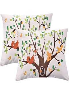 اشتري 1Set Throw Pillow Covers Forest Cute Fox Squirrel Pinecone Decorative Combination Multicolour 40x40cm في مصر