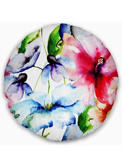 Buy Watercolor Flowers Everywhere' Floral Throw Round Living Room Sofa Pillow Insert + Cushion Cover combination Multicolour 40cm in Egypt