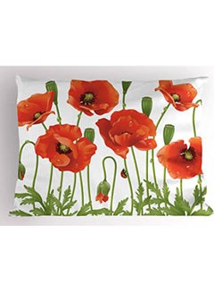 Buy Flower Pillow Sham Spring Wild Flower Poppy Ladybug Leaf Springtime Garden Nature Backyard Print combination Multicolour 40x40cm in Egypt