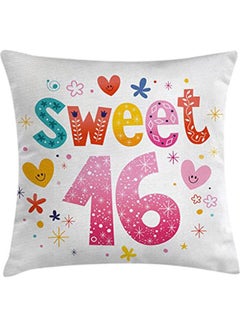 اشتري 16Th Birthday Throw Pillow  Cushion Cover Cover Combination combination Multicolour 40x40cm في مصر