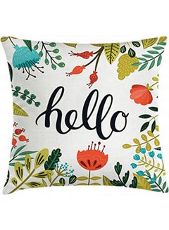 اشتري Hello Throw Pillow Cushion Cover Brush Lettering Designed Calligraphy combination Multicolour 40x40cm في مصر