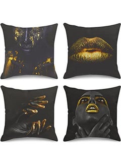 Buy Throw Pillow Covers Home Decor Set Of 4 Pillow Cases Decorative Cushion Couch Sofa Pillowcases Polyester Multicolour 40x40cm in Egypt