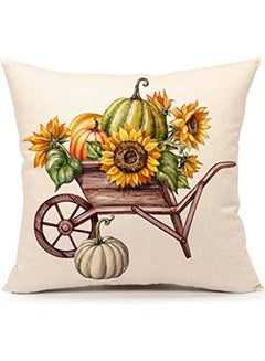 اشتري Pumpkin Sunflower Throw Pillow Cover Fall Cushion Case For Sofa Couch combination Multicolour 40x40cm في مصر