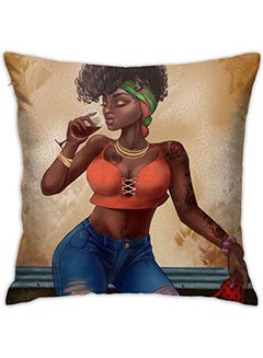 Buy African American Throw Pillow Covers Black Women Pillowcase Mordern Decorative Zippered Square polyester Multicolour 40x40cm in Egypt
