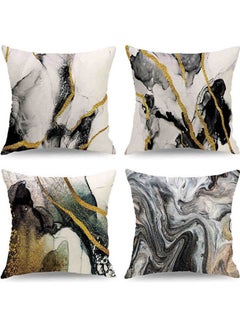 اشتري Throw Pillow Covers Decorative Pillows For Couch Pillows Modern Marble Throw Pillow Cases For Bedroom Sofa Living Room Home Decor Set Of 4 Cotton Multicolour 40x40cm في مصر