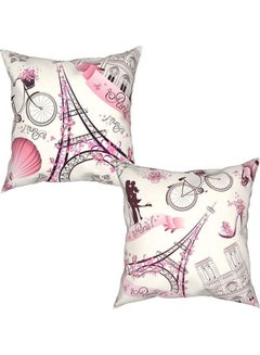 اشتري Eiffel Tower Throw Pillow Cover Set Of 2 Combination Multicolour 45x45cm في مصر