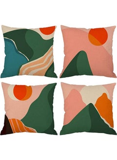 Buy Pack Of 4 Abstract Mountains Throw Pillow Cover Decorative microfiber Multicolour 40x40cm in Egypt