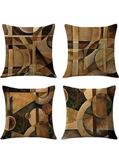 Buy Couch Pillows For Living Room Set Of 4 Retro Geometry Pillow Inserts Decorative polyester Multicolour 40x40cm in Egypt