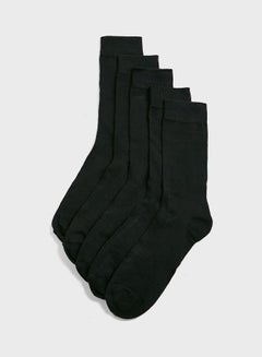 Buy Pack Of 5 Reinforced Toe & Heel Socks Black in UAE