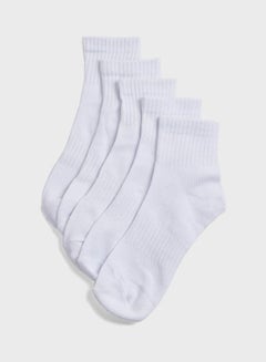 Buy Pack Of 5 Sports Socks White in Saudi Arabia