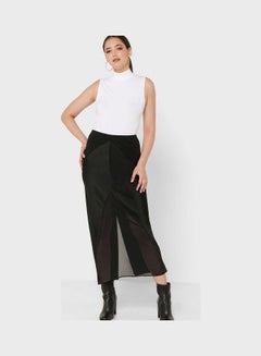 Buy Pleated Maxi Skirt Black in UAE