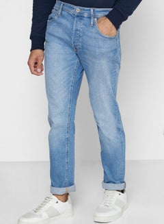 Buy Light Wash Slim Fit Jeans Blue in Saudi Arabia