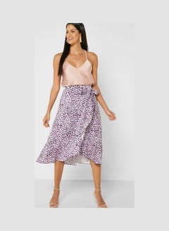 Buy Printed Wrap Around Skirt Purple in Saudi Arabia