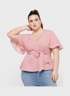 Buy Ditsy Print Top Pink in UAE