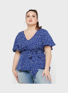 Buy Ditsy Print Top Blue in UAE