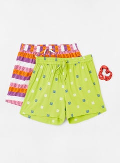 Buy 2 Pack Of Shorts With Scrunchie Multicolour in UAE