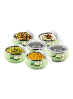 اشتري 6 Piece Insulated Casserole Set With Lid أخضر 255مل في السعودية