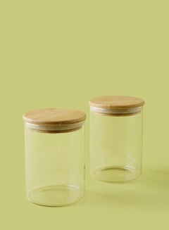 Buy 2 Piece Glass Food Storage Container Set - 700 ml Each - Airtight Bamboo Lids - Food Storage Box - Storage Boxes - Kitchen Cabinet Organizers - Glass Food Container - Clear Clear 2-Piece - 700ml in Saudi Arabia