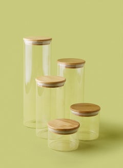 Buy 5 Piece Glass Food Storage Container Set - Airtight Bamboo Lids - Food Storage Box - Storage Boxes - Kitchen Cabinet Organizers - Glass Food Container - Clear Clear 5-Piece in Saudi Arabia