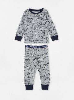 Buy Baby Boys Dinosaur Pyjama Set Grey in Saudi Arabia