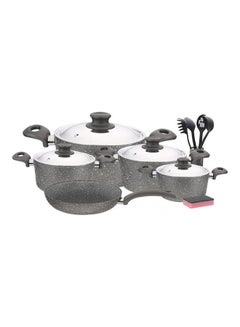 Buy 15-Piece Granite Cookware Set Grey/Silver 28cm in Saudi Arabia