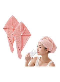 Buy Hair Towel Microfiber Drying Bath Shower Head Towel 2 Pack Pink in Egypt