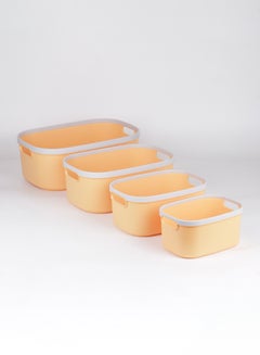 اشتري 4-Piece Storage Basket 2-Tones Set Convenient to use Daily Simple Storage Hygienic and Organized TG51462S4 Yellow/White 17 x 44 x 30cm في السعودية