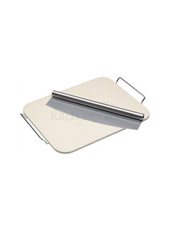 Buy Pizza Baking Stone And Cutter With Base Silver in UAE