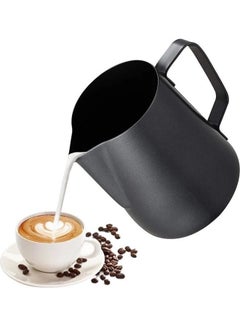 اشتري Stainless Steel Milk Frothing Pitcher Espresso Coffee Barista Craft Latte Cappuccino Cream Frothing Jug Black 8 x 8 x 9.5cm في السعودية
